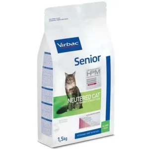 Hrană uscată pentru pisici senioare, cu vârsta de peste 10 ani, sterilizate, Virbac Cat HPM Adult Neutered, sac 1,5kg